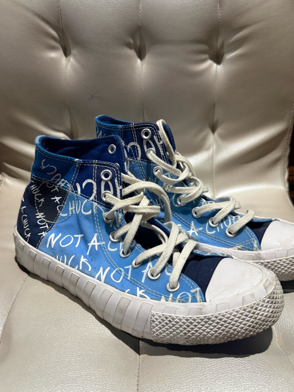 Converse Kids High-Top Sneakers in Blue and Navy with White Script